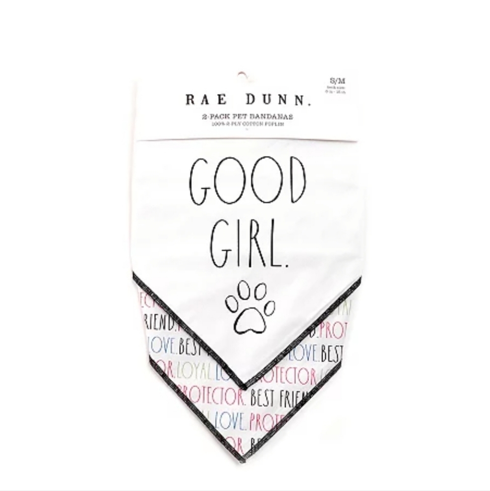 Rae Dunn 2 pack good girl dog pet bandana